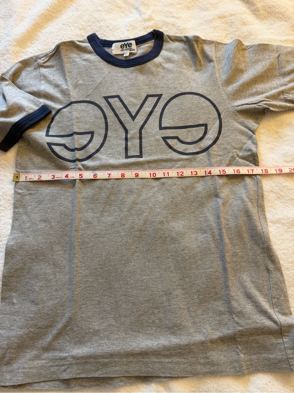 Comme des Garcons eYe Grey Tee with Navy Trim - Picture 8 of 10